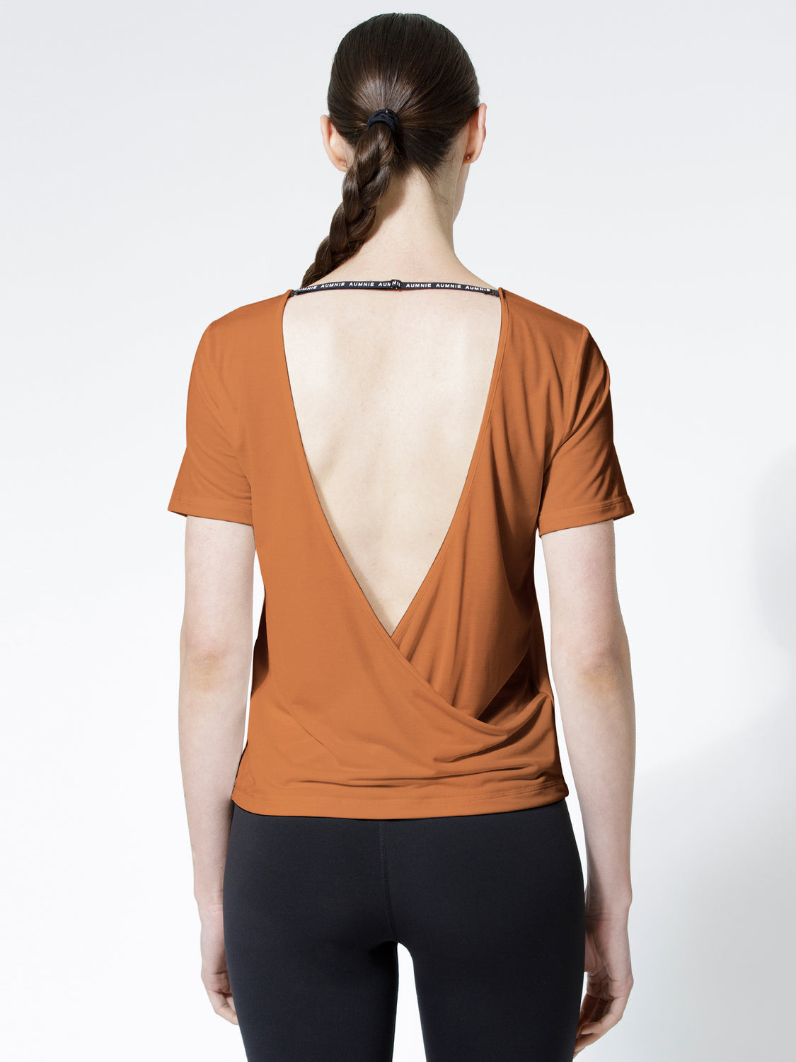 OPEN BACK WRAP TEE, BRONZE
