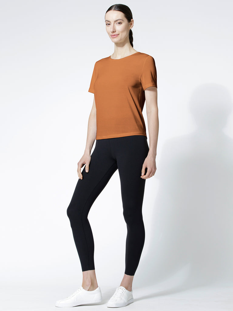 OPEN BACK WRAP TEE, BRONZE