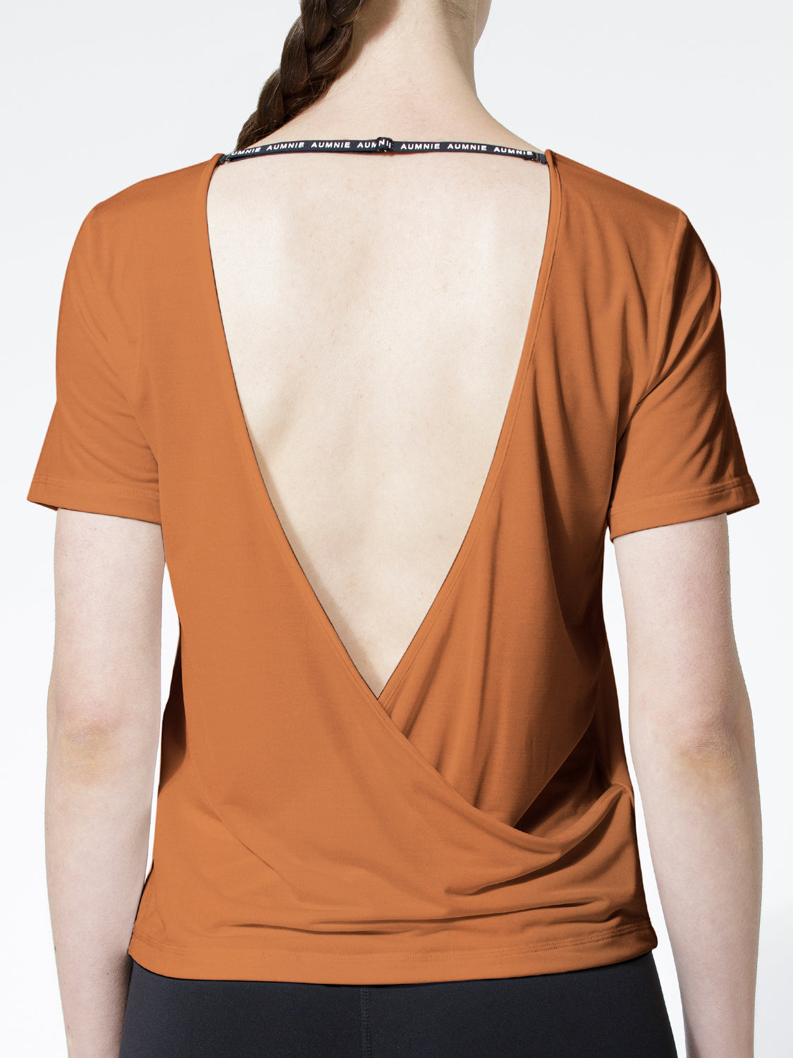 OPEN BACK WRAP TEE, BRONZE