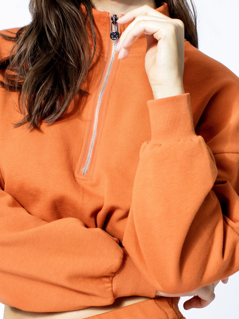 CT COTTON HALF ZIP SWEATSHIRT, SUNSET