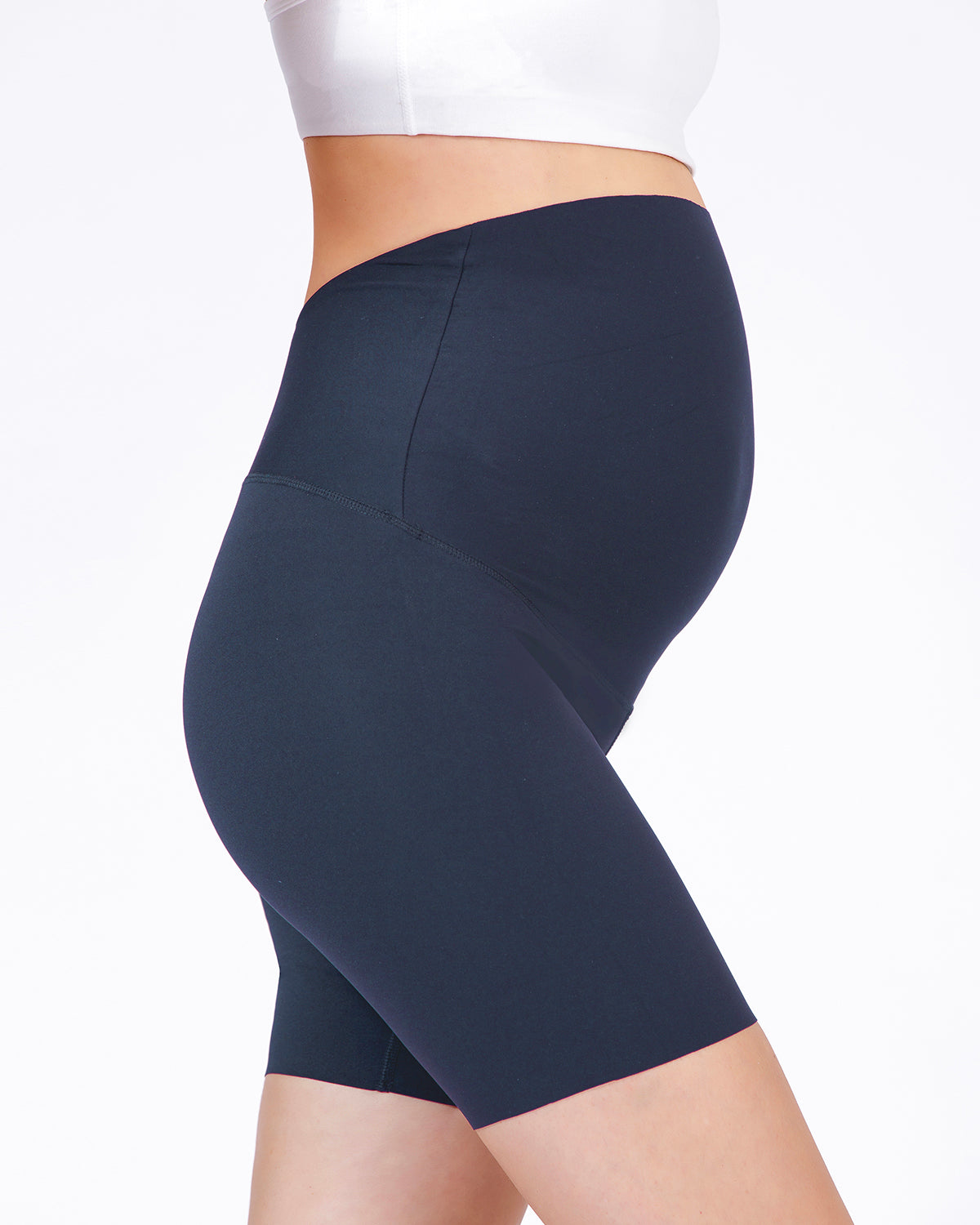 OVER THE BUMP MATERNITY NUDE SHAPE 6" SHORTS, MIDNIGHT GREY