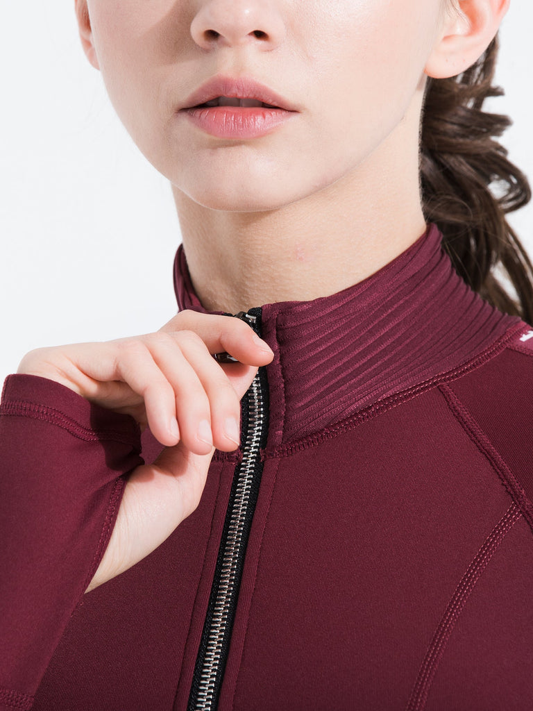 HALF ZIP LOGO TOP, BORDEAUX