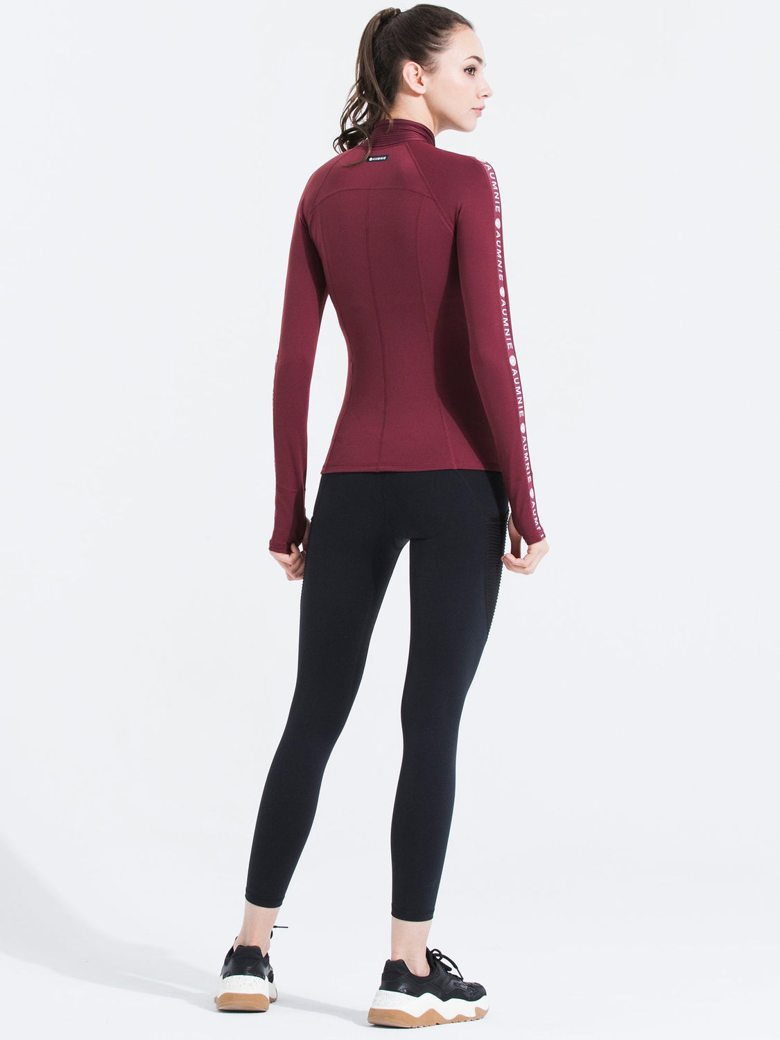 HALF ZIP LOGO TOP, BORDEAUX