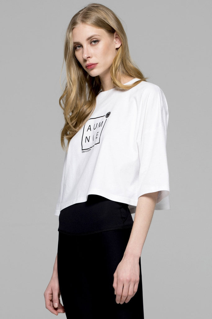 BOX LOGO OVERSIZED CROPPED TEE, WHITE