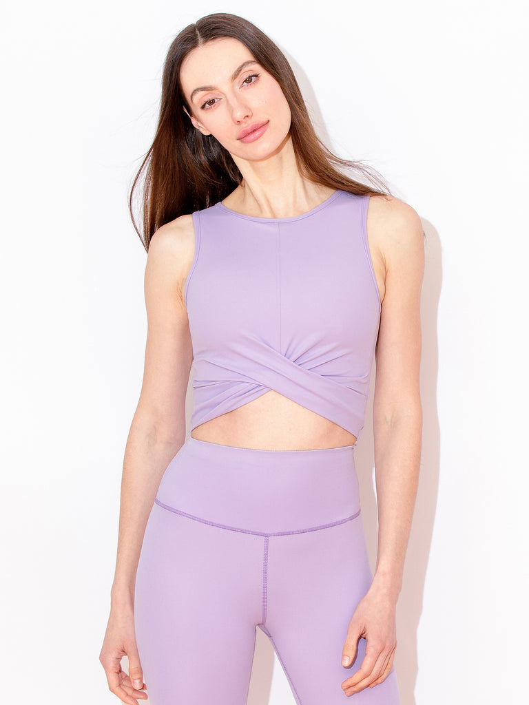 NUDE FRONT WRAP TANK, AMETHYST