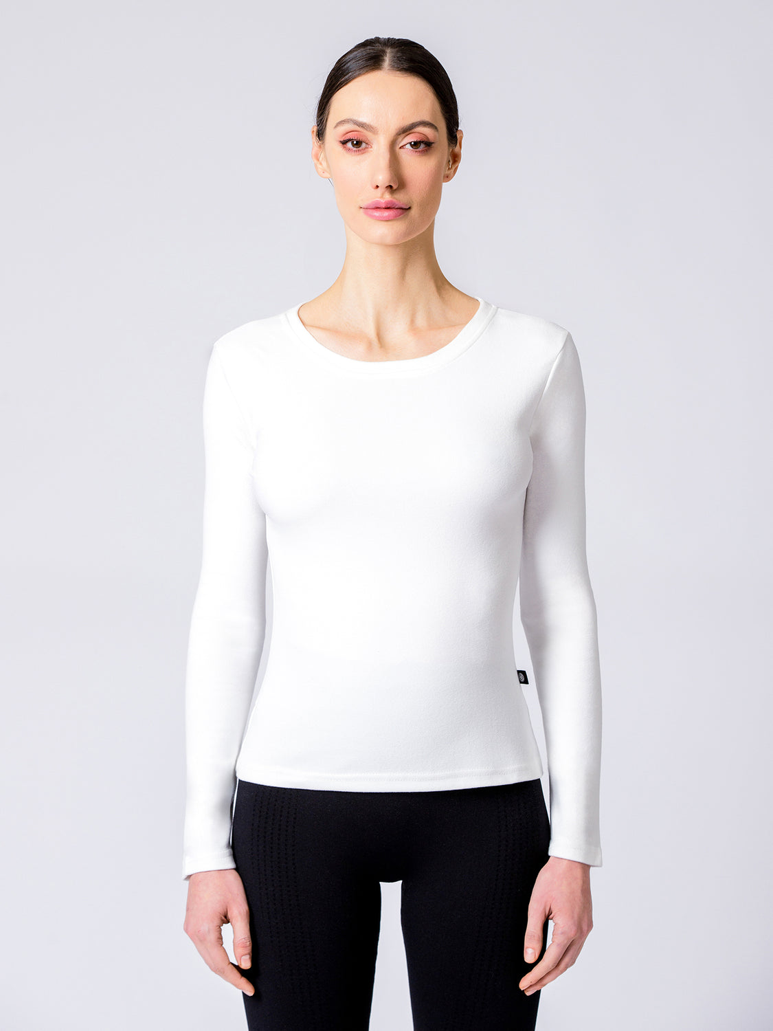 THERMAL FLEECE LONG SLEEVE TOP, WHITE