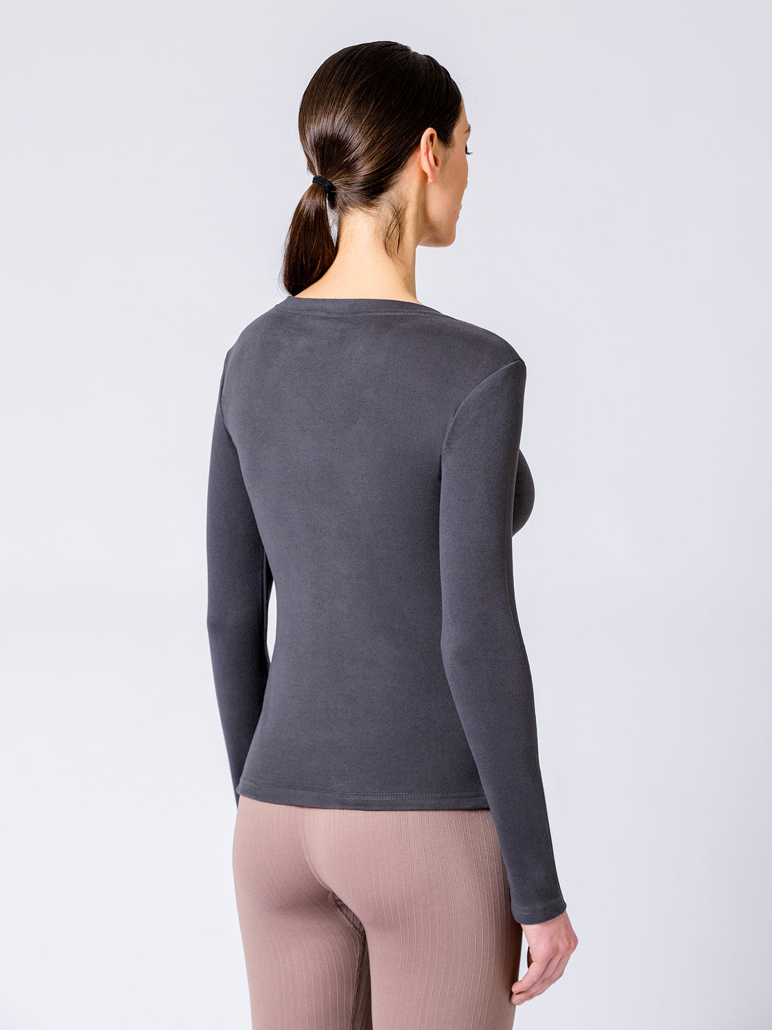 THERMAL FLEECE LONG SLEEVE TOP, DARK GREY