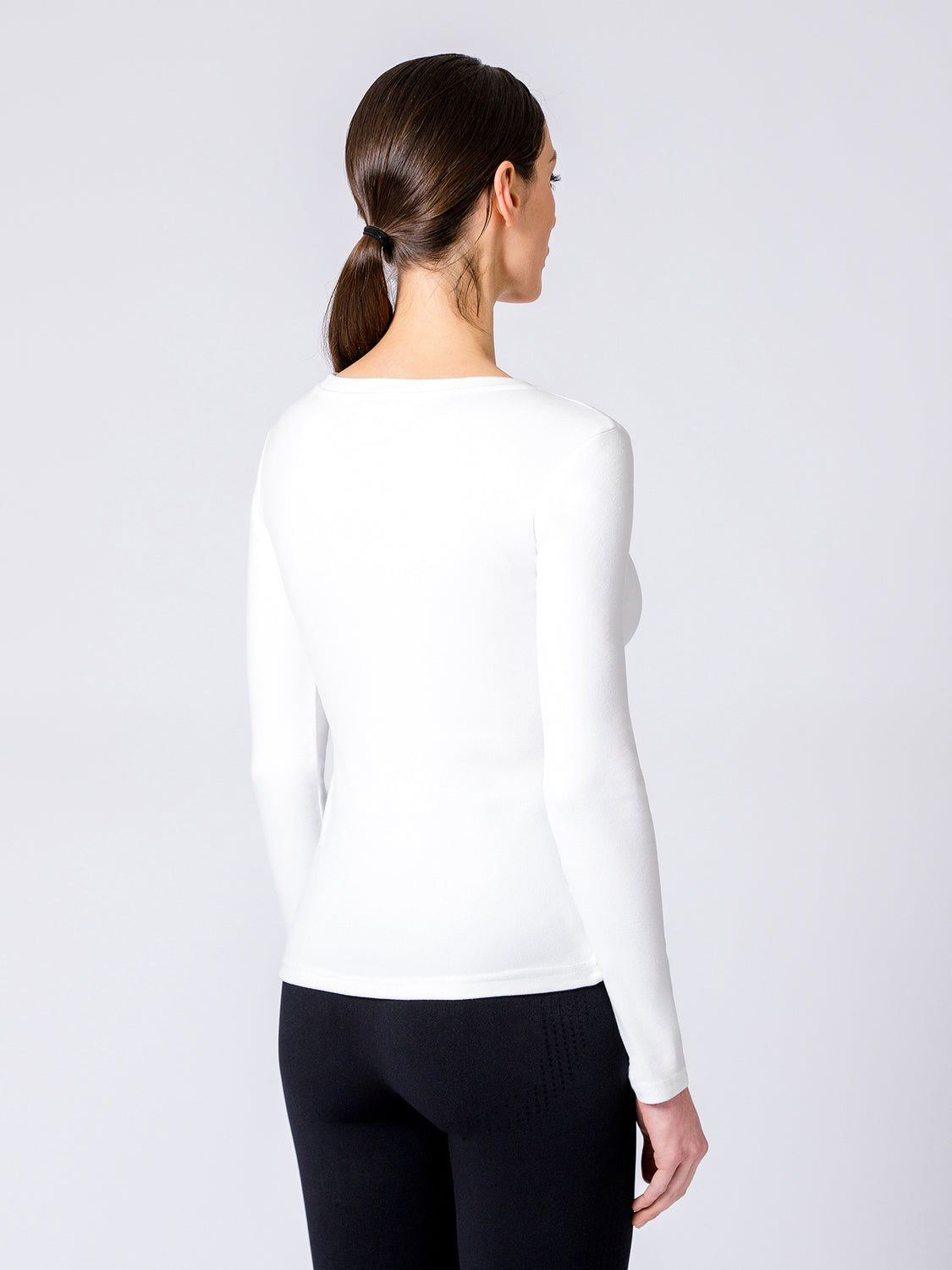 THERMAL FLEECE LONG SLEEVE TOP, WHITE