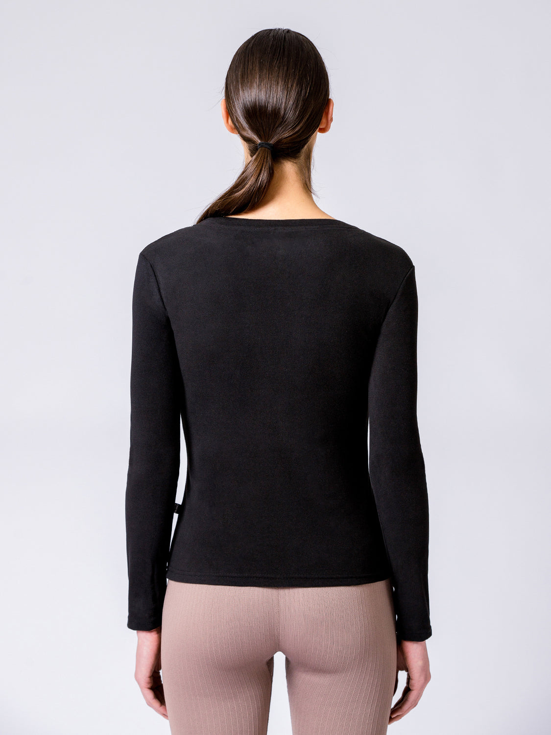 THERMAL FLEECE LONG SLEEVE TOP,BLACK