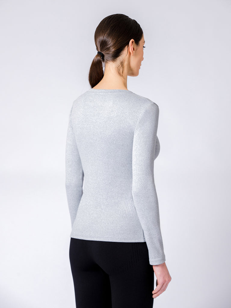 THERMAL FLEECE LONG SLEEVE TOP,LIGHT GREY