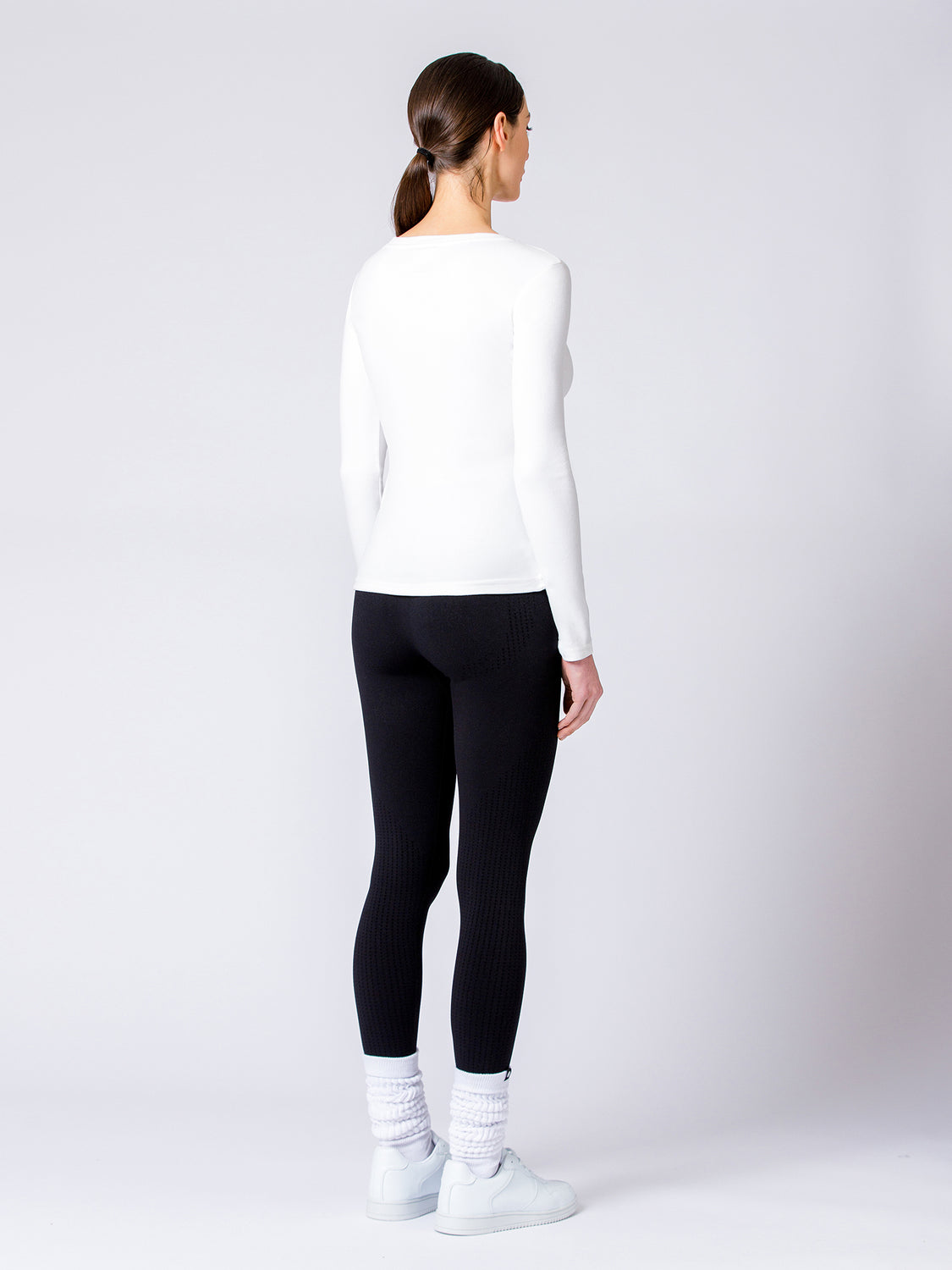 THERMAL FLEECE LONG SLEEVE TOP, WHITE