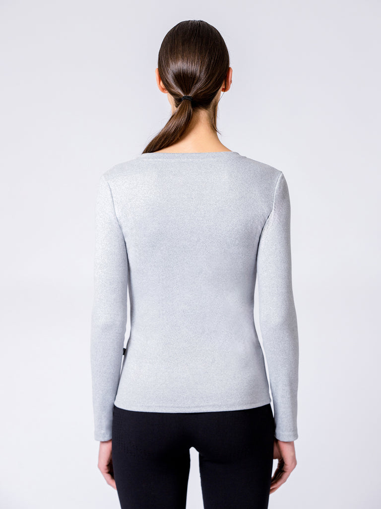 THERMAL FLEECE LONG SLEEVE TOP, LIGHT GREY