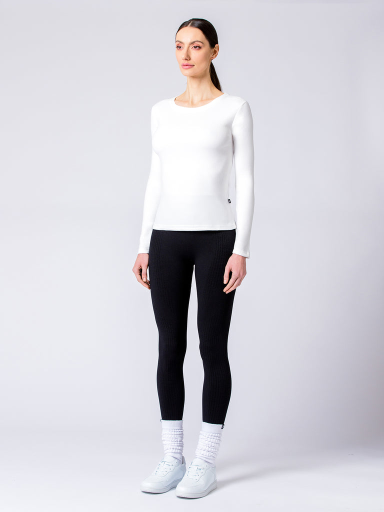 THERMAL FLEECE LONG SLEEVE TOP, WHITE