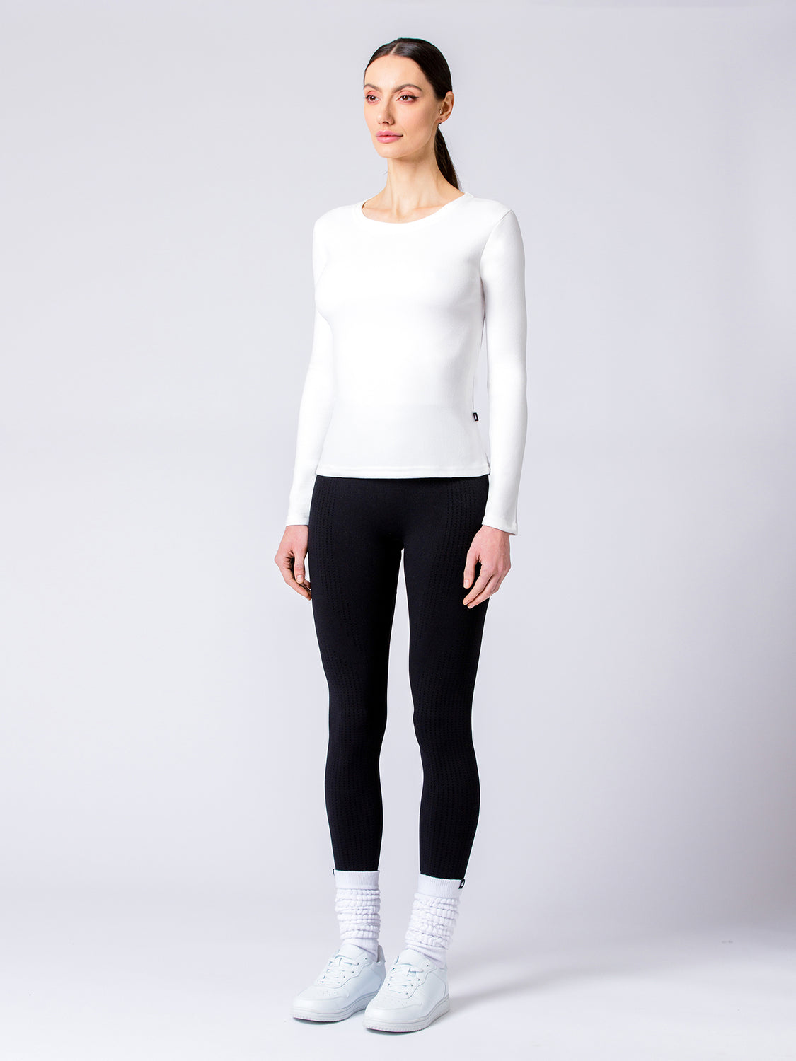 THERMAL FLEECE LONG SLEEVE TOP,WHITE