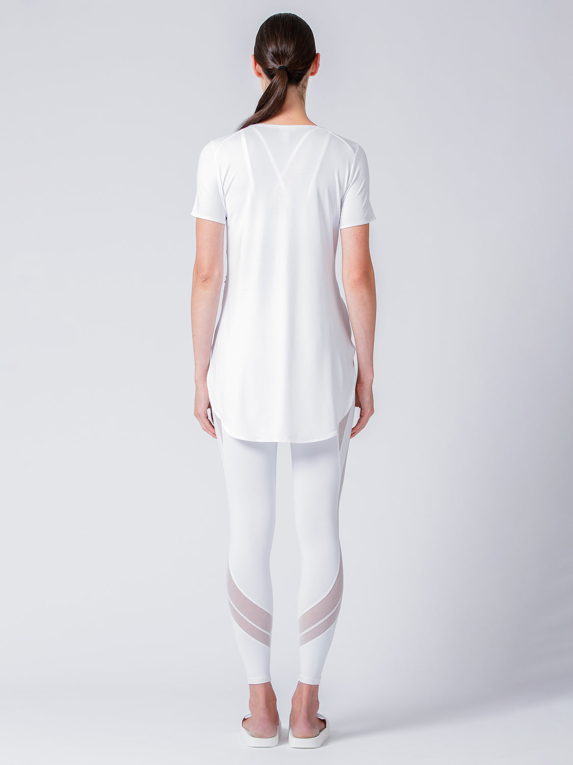 HI LO SPLIT SIDE TEE, WHITE