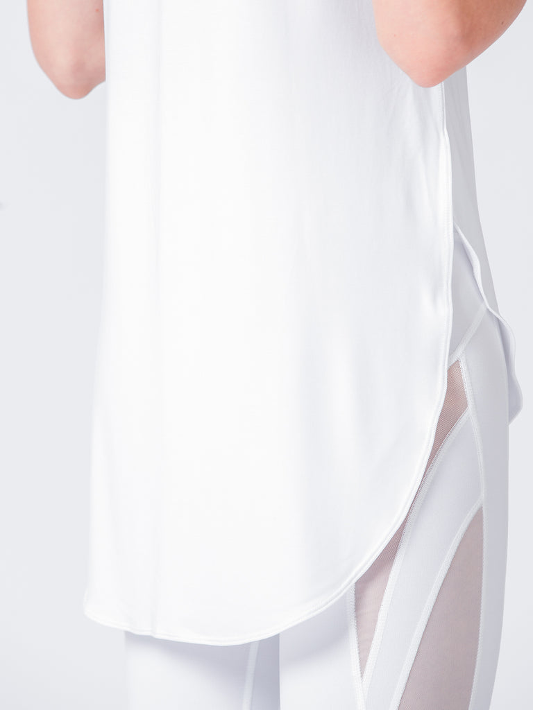 HI LO SPLIT SIDE TEE, WHITE