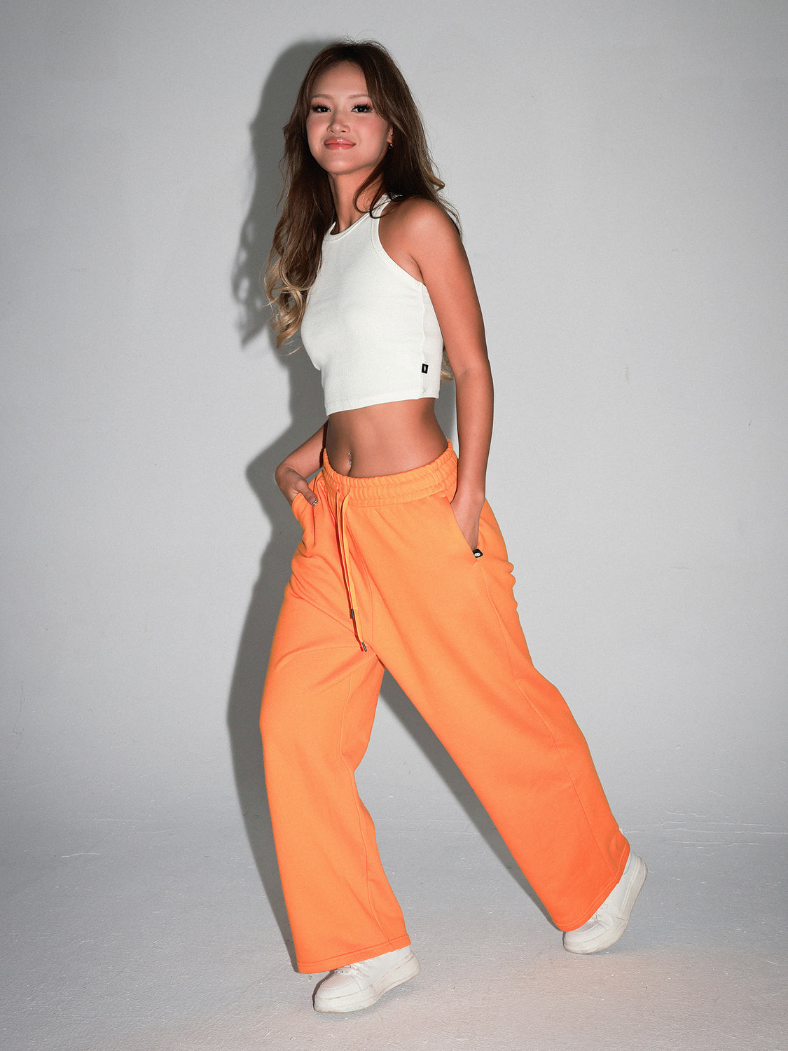 URBAN WIDE LEG SWEATPANTS,YELLOW