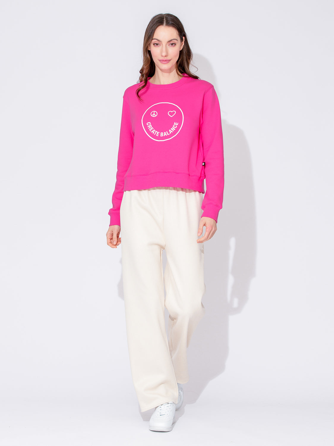 RIBBED HIGH WAIST WINTER FLEECE WIDE LEG SWEATPANTS, OATMEAL