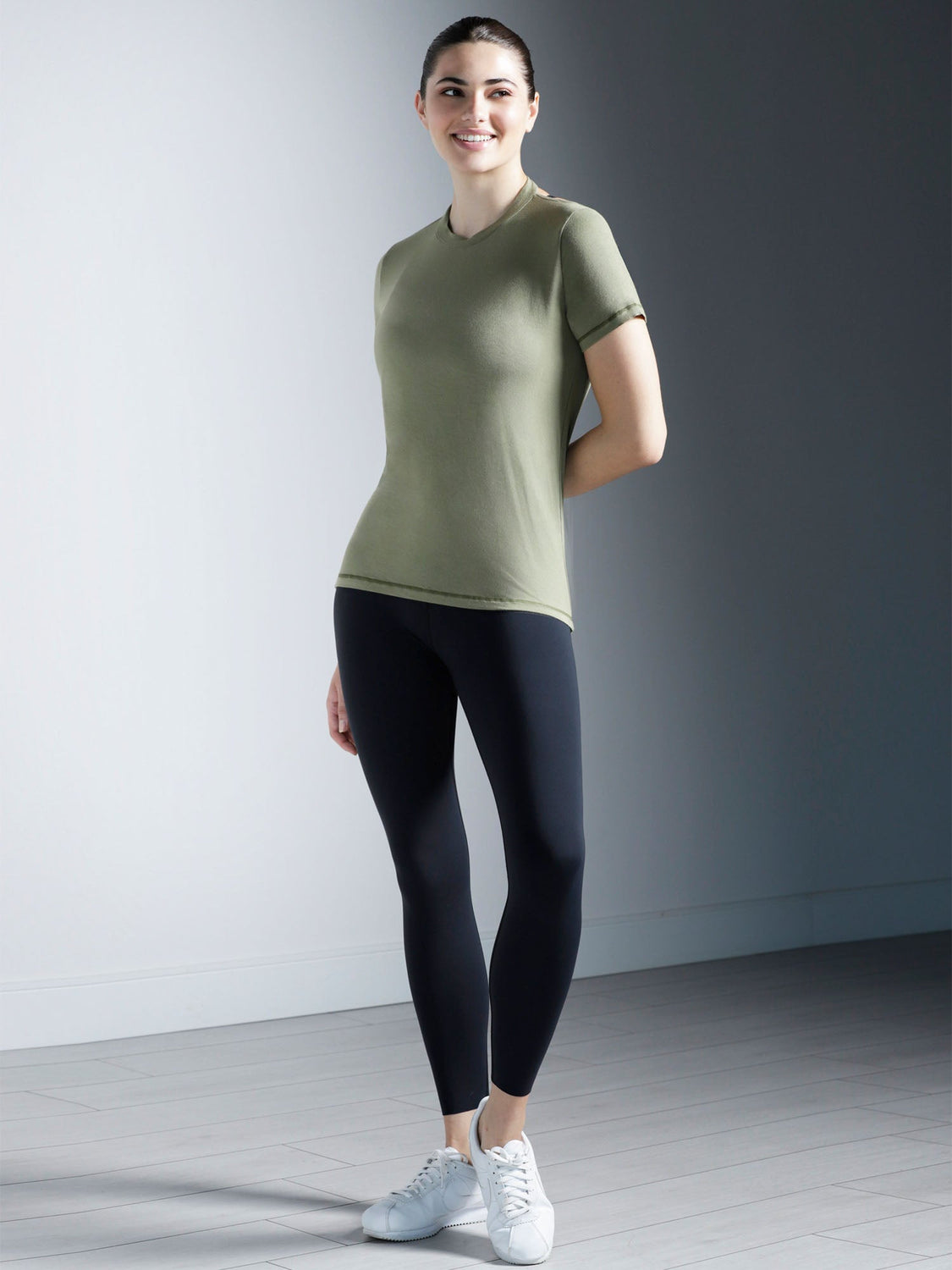 DRAPED BACK TEE, SAGE