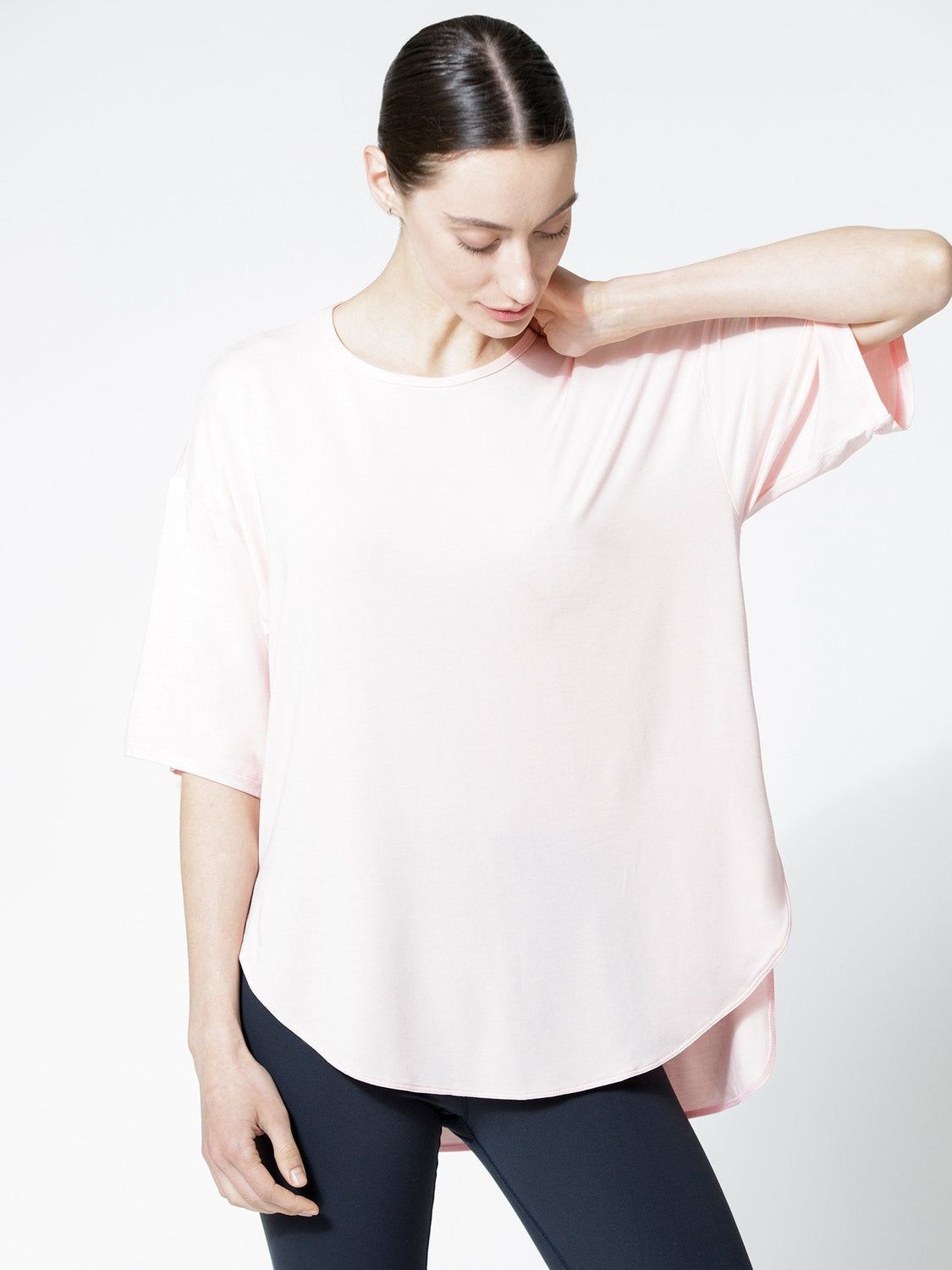 HI LO OVERSIZE TEE, BALLET PINK