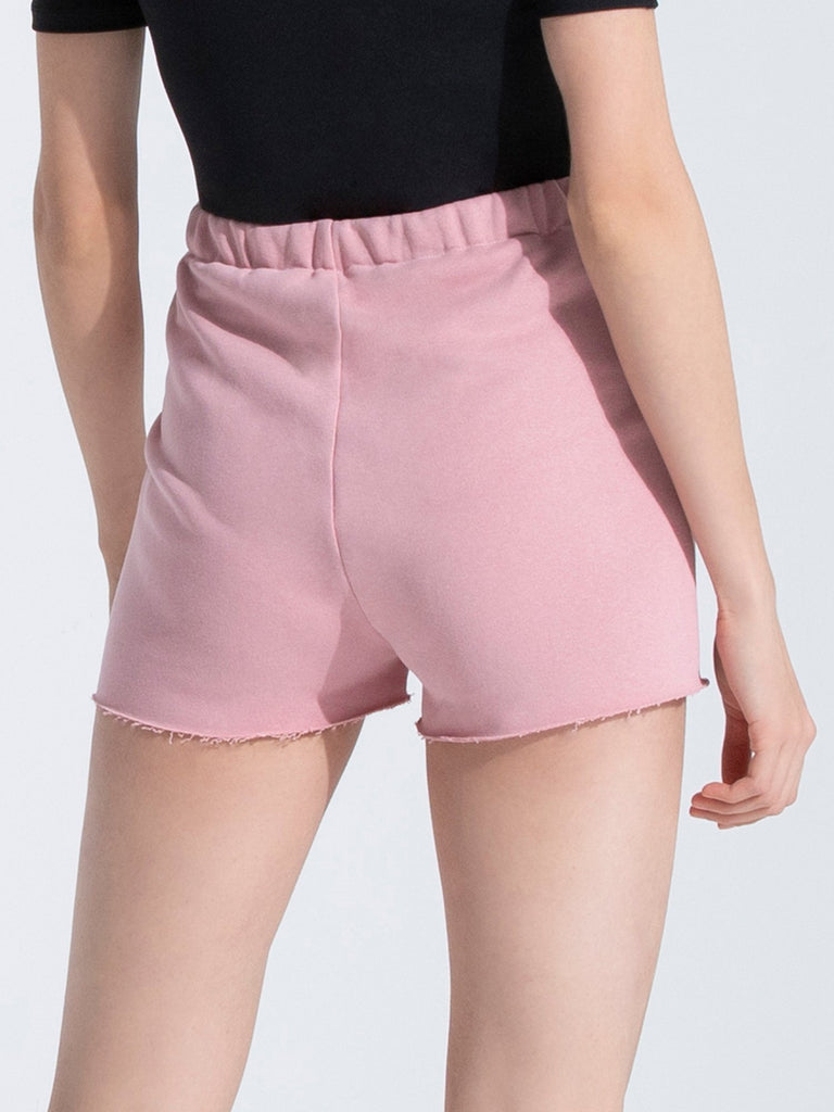 HIGH WAIST COTTON SHORTS,PINK