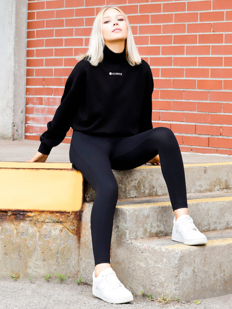 CT MOCK NECK SWEATSHIRT, BLACK