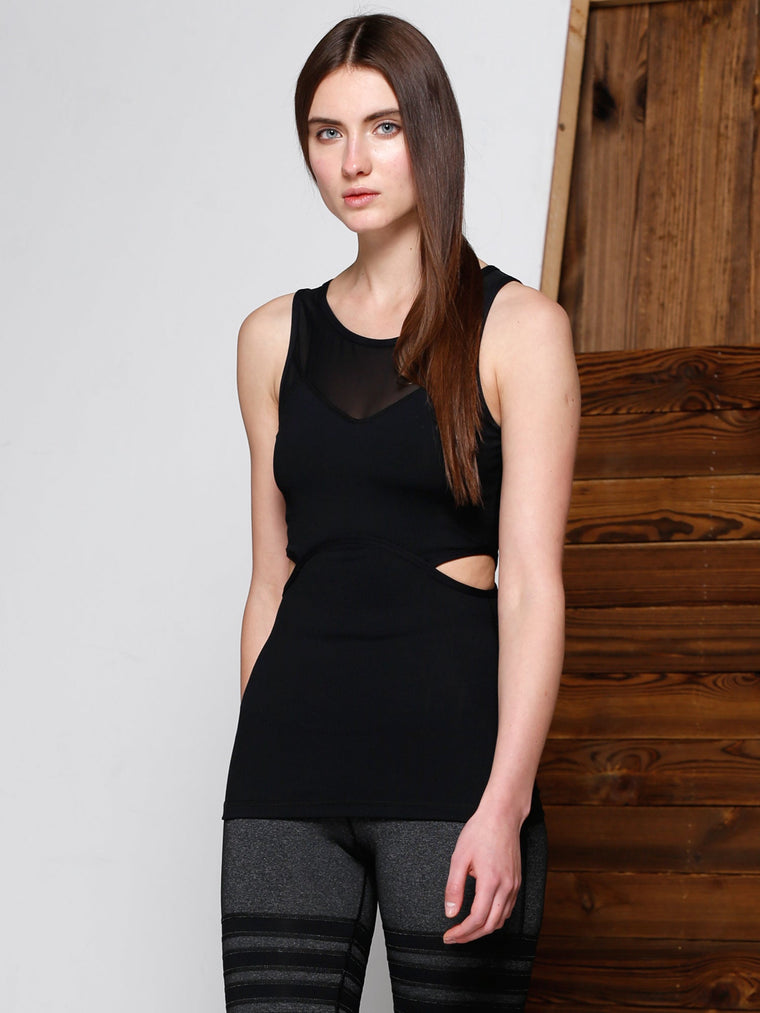 VIBE TANK, BLACK/BLACK MESH