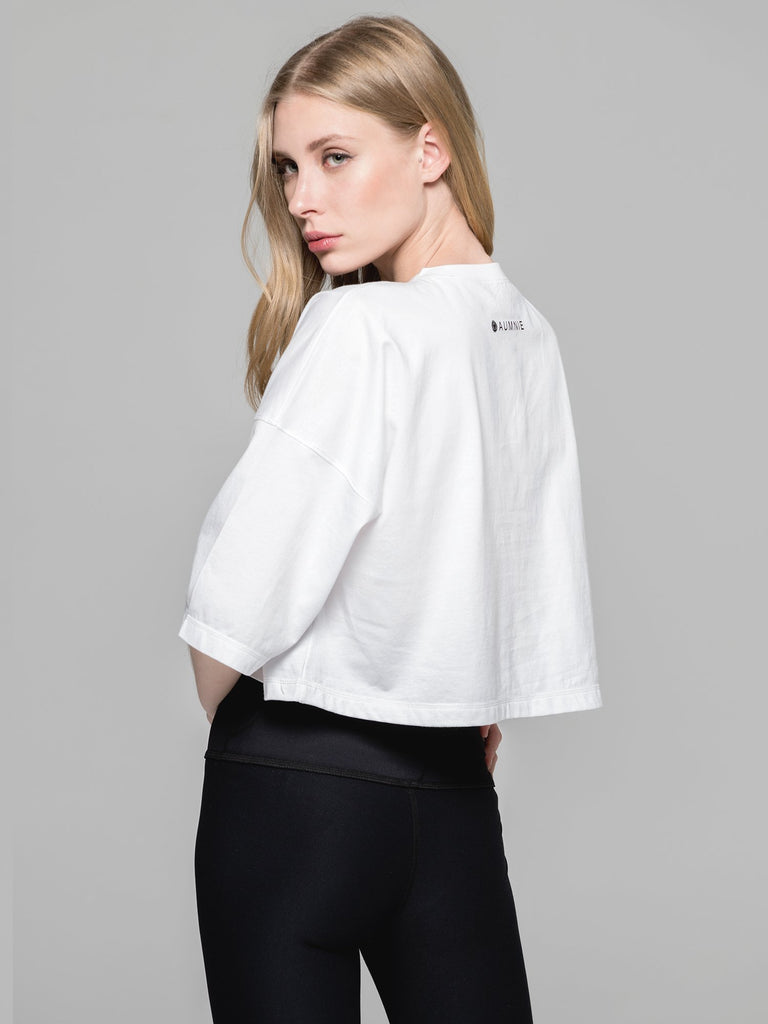 CREATE BALANCE OVERSIZED CROPPED TEE, WHITE