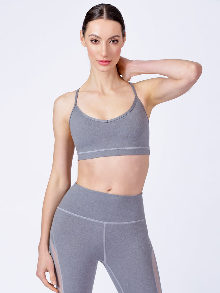 VERTICAL MESH BRA, LIGHT HEATHER GREY