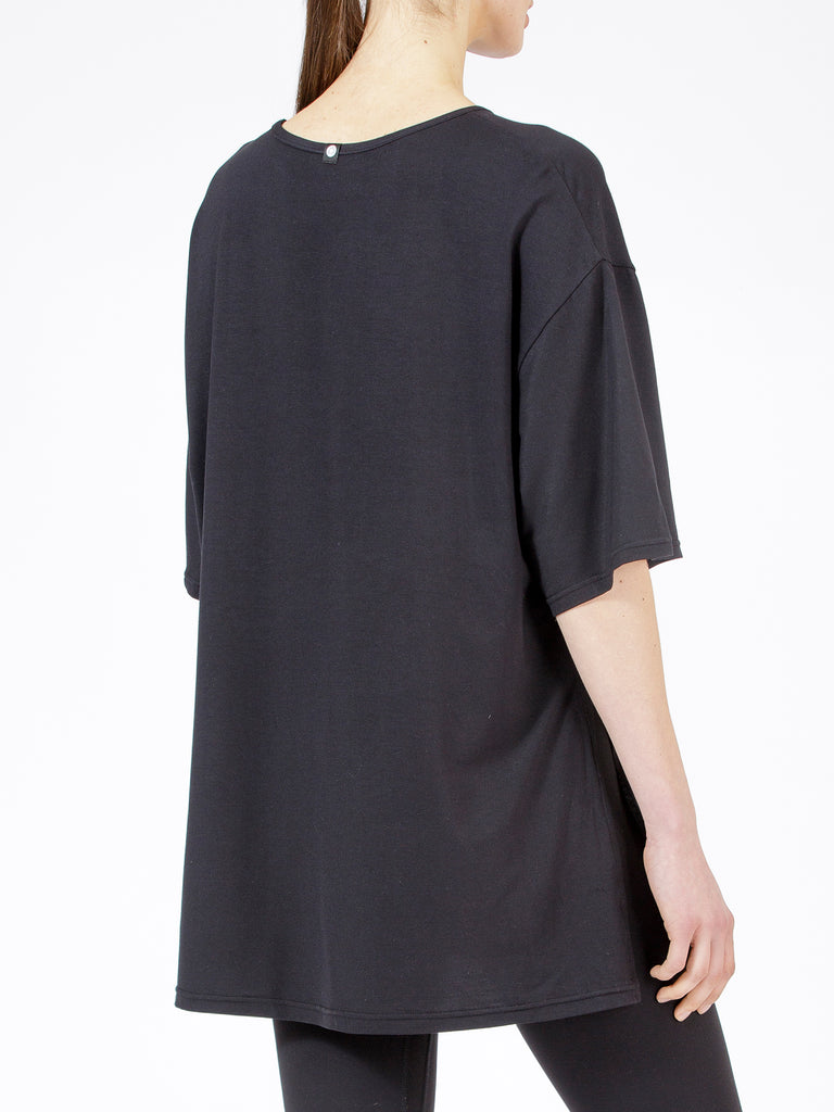 HIGH SPLIT OVERSIZE TEE, BLACK