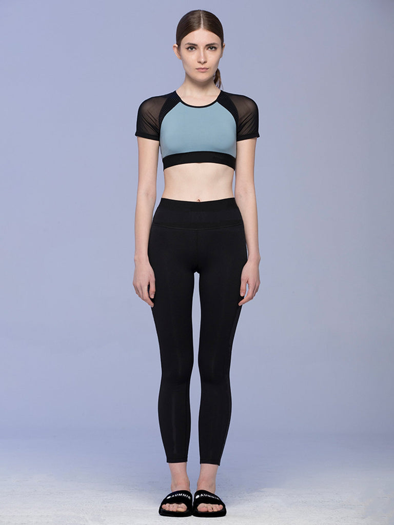 INTENSITY CROPPED TEE , STORM/BLACK MESH