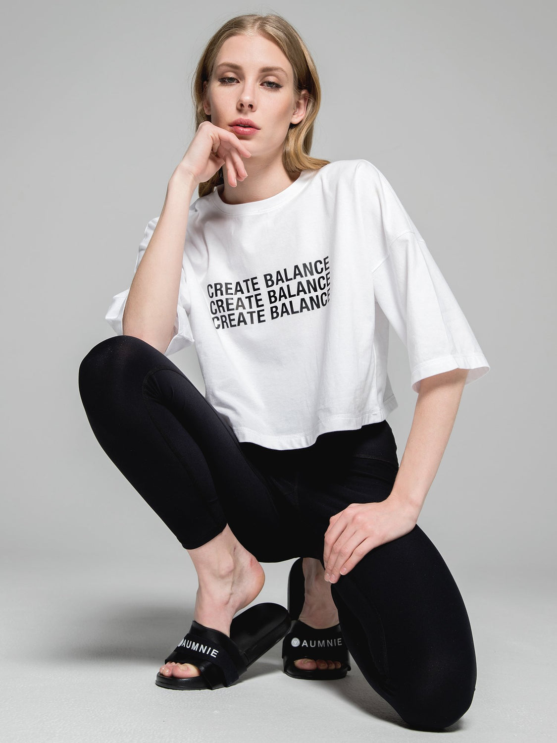 CREATE BALANCE OVERSIZED CROPPED TEE, WHITE