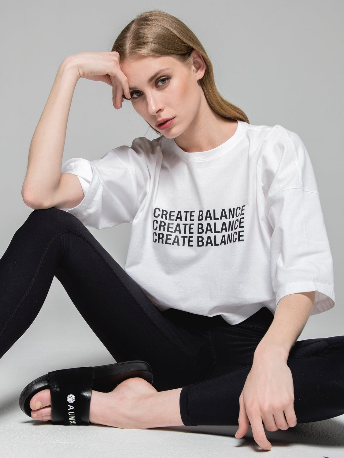 CREATE BALANCE OVERSIZED CROPPED TEE, WHITE