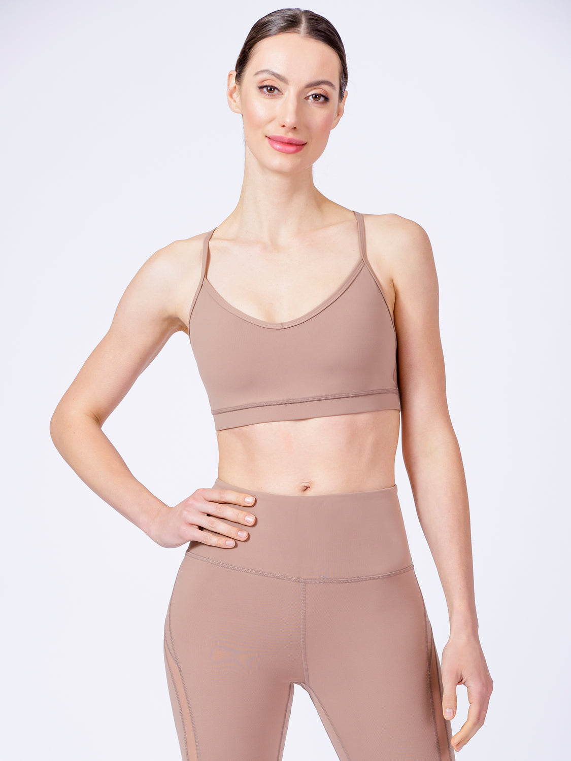 VERTICAL MESH BRA, MOCHA