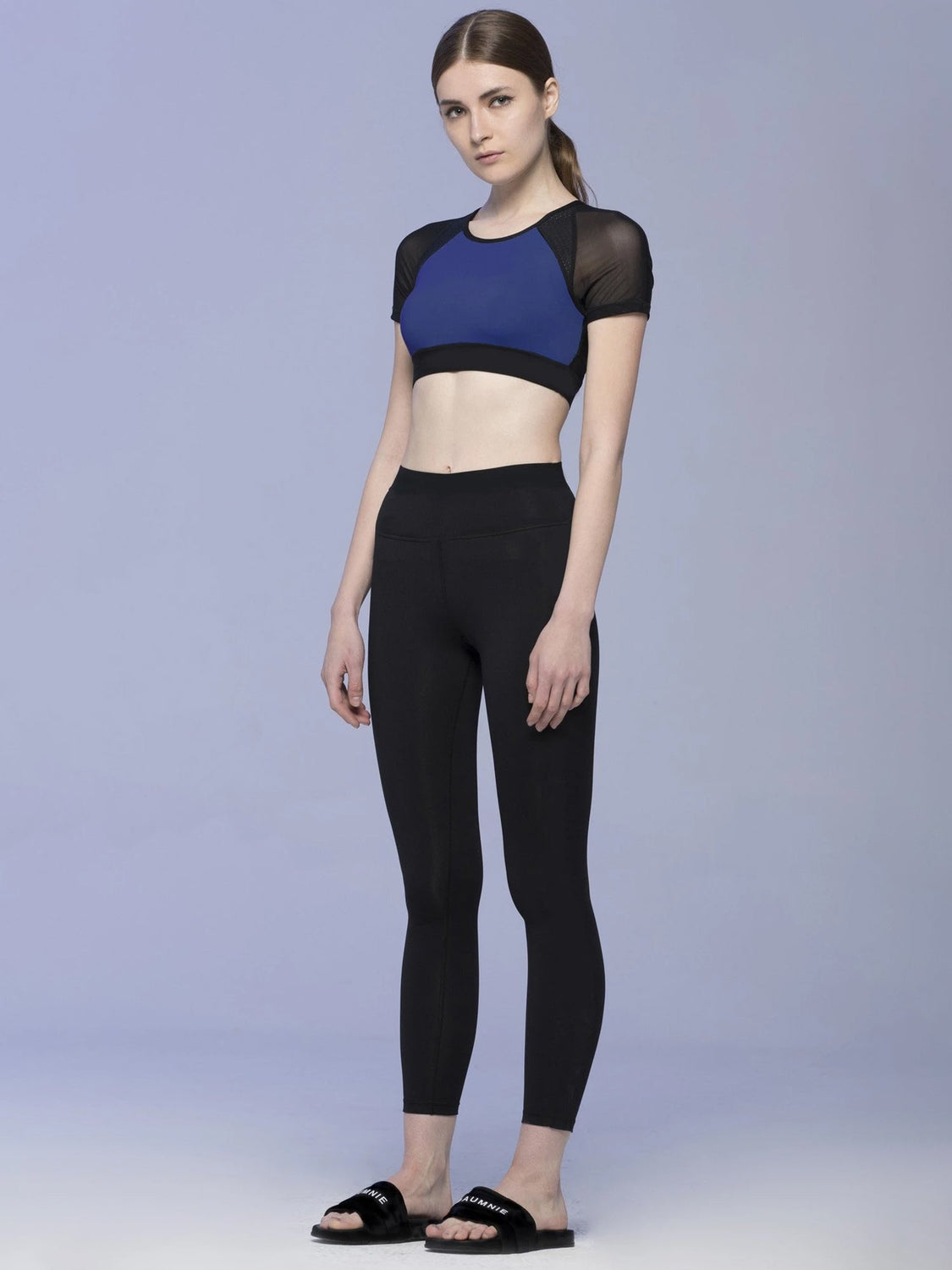 INTENSITY CROPPED TEE , ATLANTIC/BLACK MESH