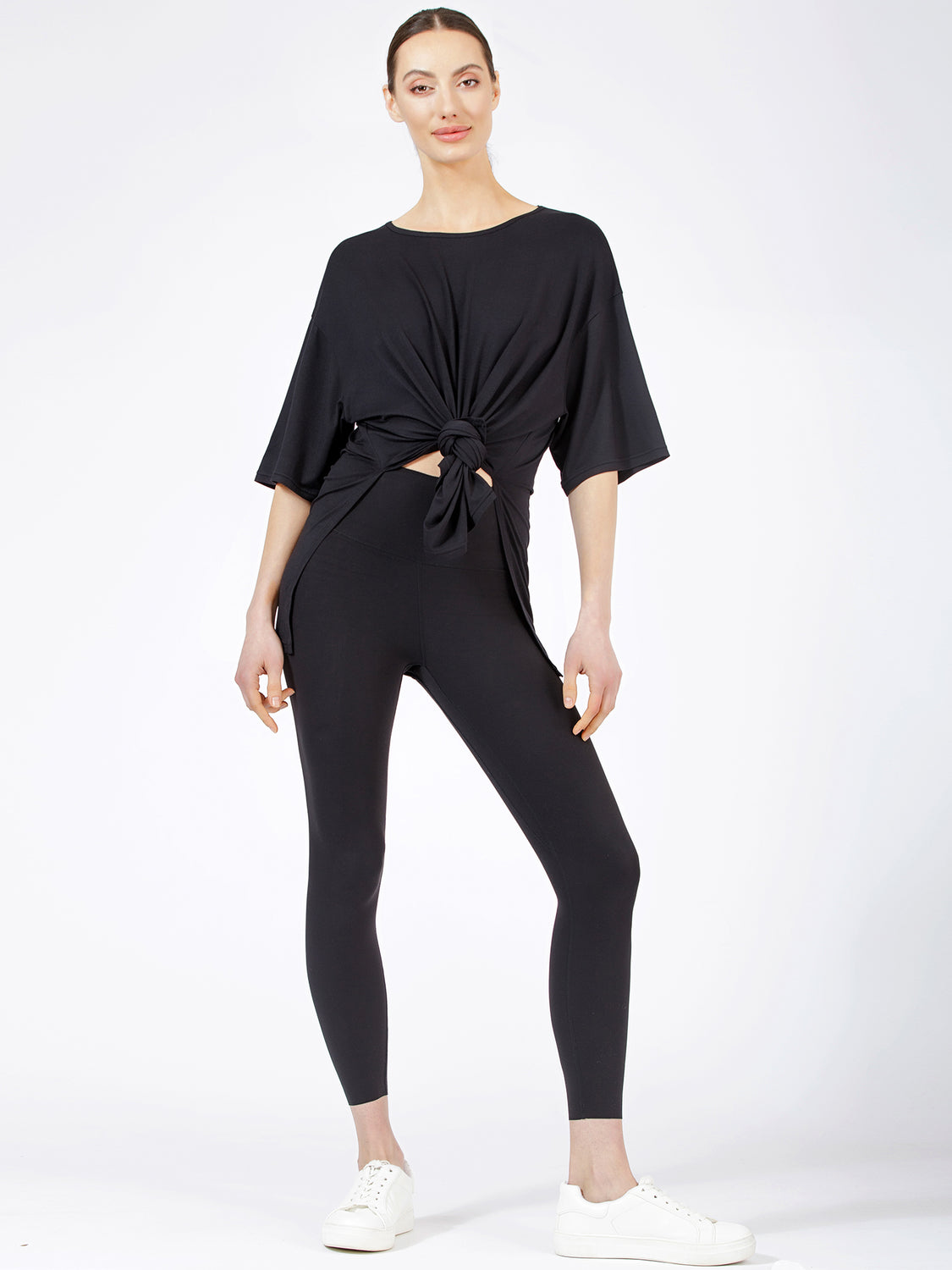 HIGH SPLIT OVERSIZE TEE, BLACK