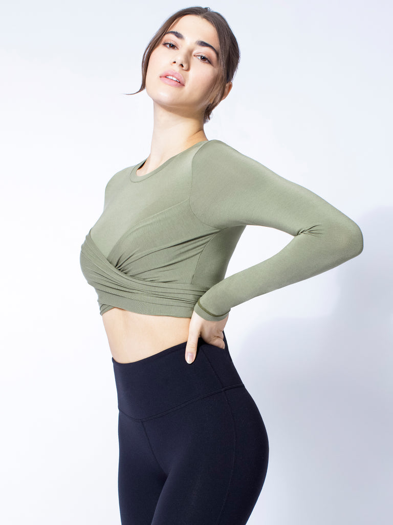 LONG SLEEVE CT WRAP TEE, WILLOW