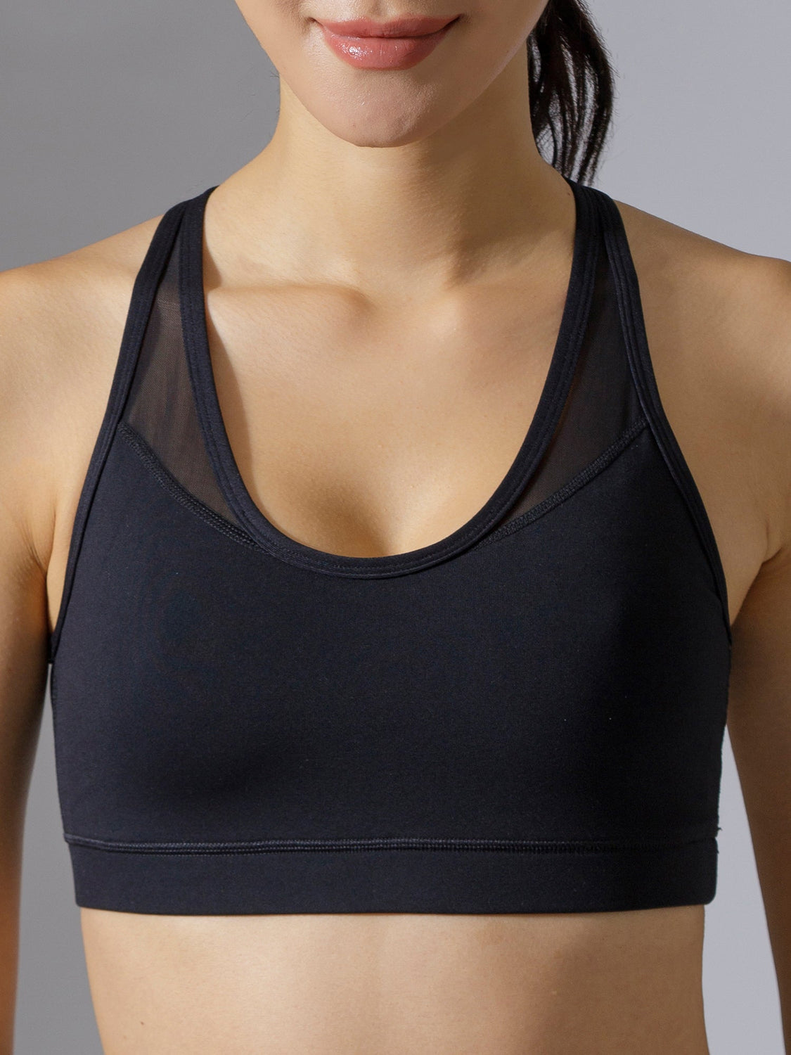 TRAVERSE BRA, BLACK/BLACK MESH