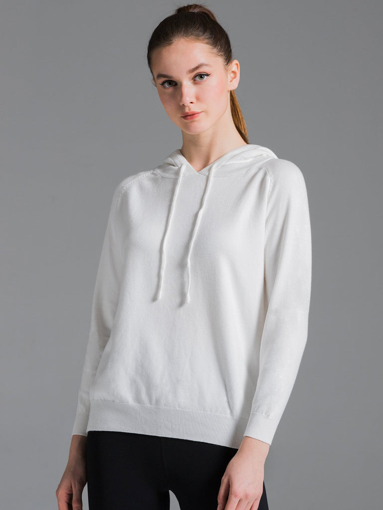 SOFT KNIT HOODIE, WHITE