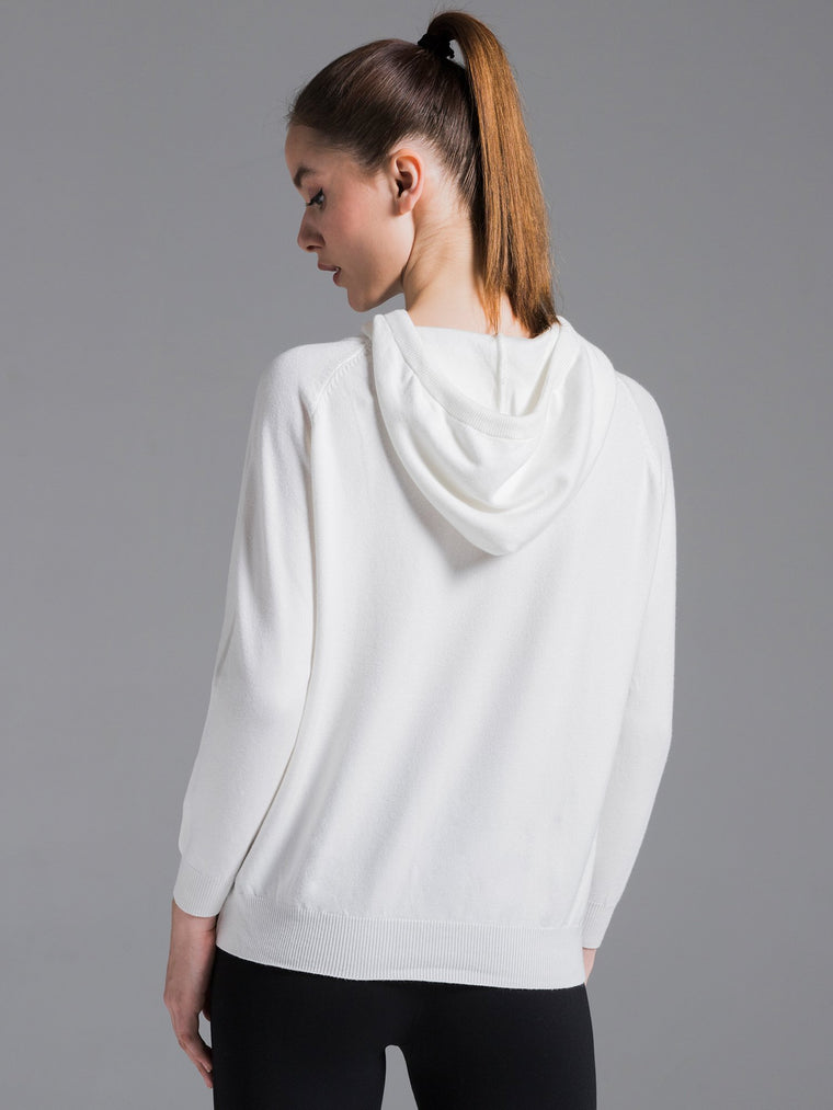 SOFT KNIT HOODIE, WHITE