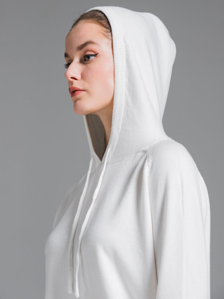 SOFT KNIT HOODIE, WHITE