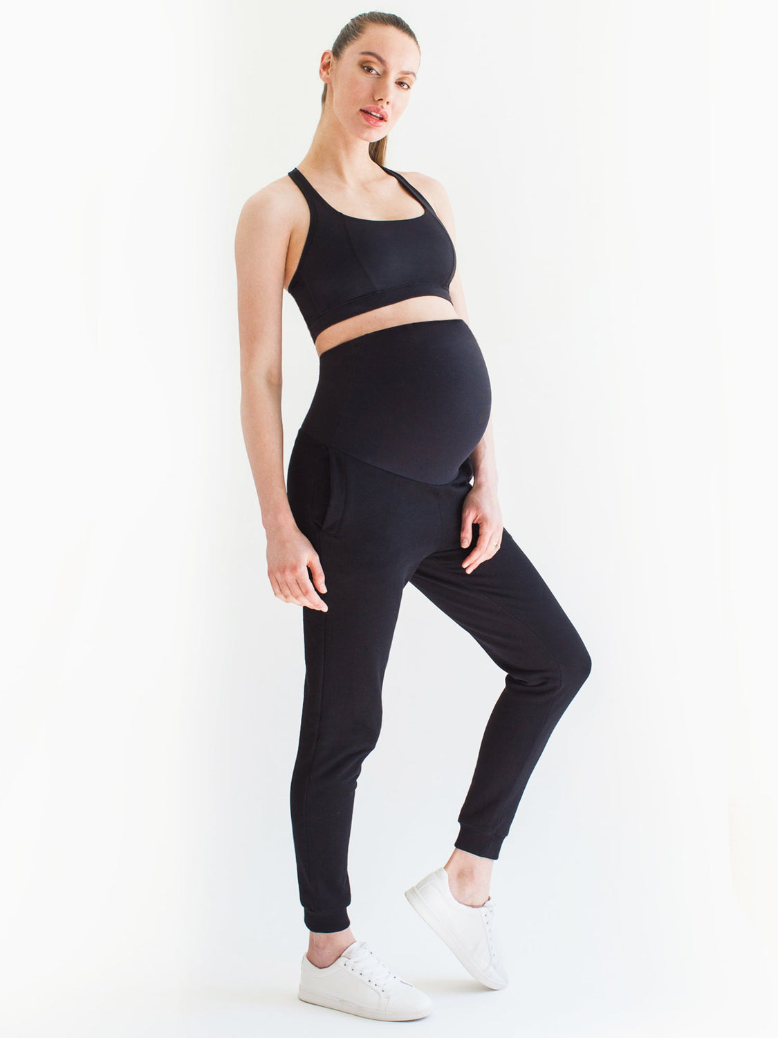 OVER THE BUMP MATERNITY SWEATPANTS, BLACK