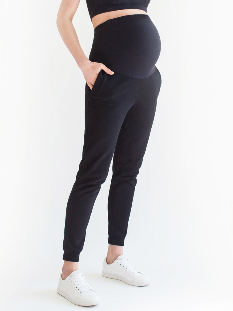 OVER THE BUMP MATERNITY SWEATPANTS, BLACK