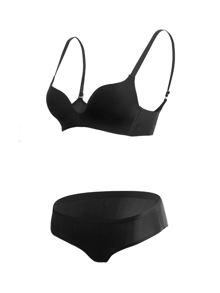 SEAMLESS BRA SET, BLACK