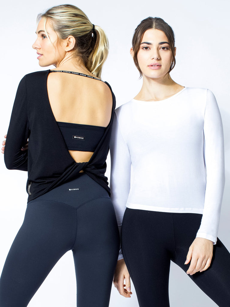 LONG SLEEVE TWIST TEE, BLACK