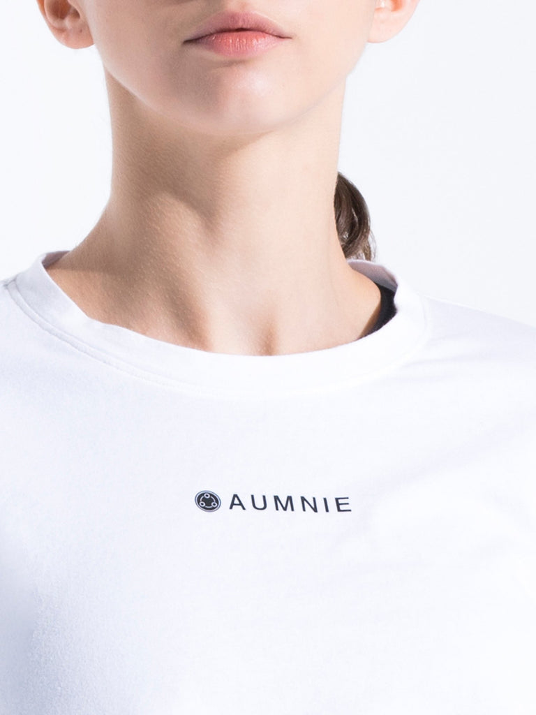 HIGH CROPPED LOGO TEE, WHITE