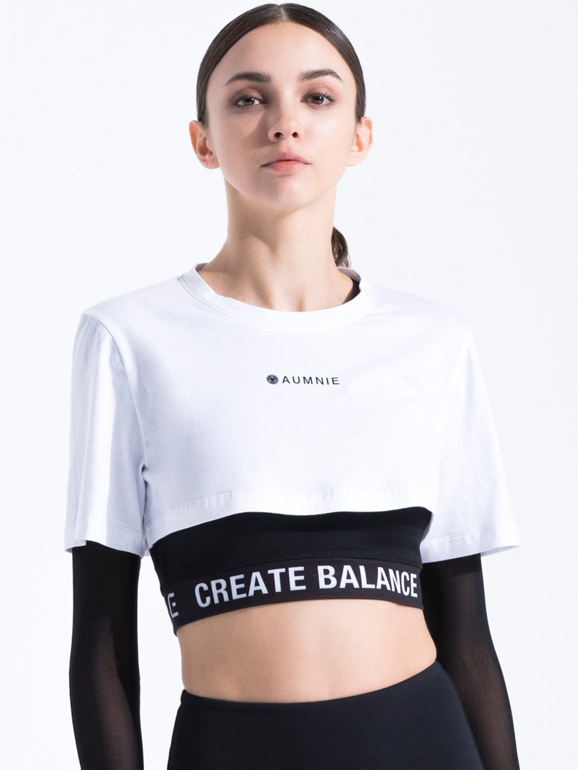 HIGH CROPPED LOGO TEE, WHITE