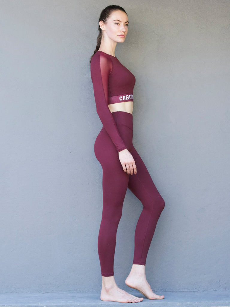 CREATION CROPPED TOP, BORDEAUX, BORDEAUX MESH